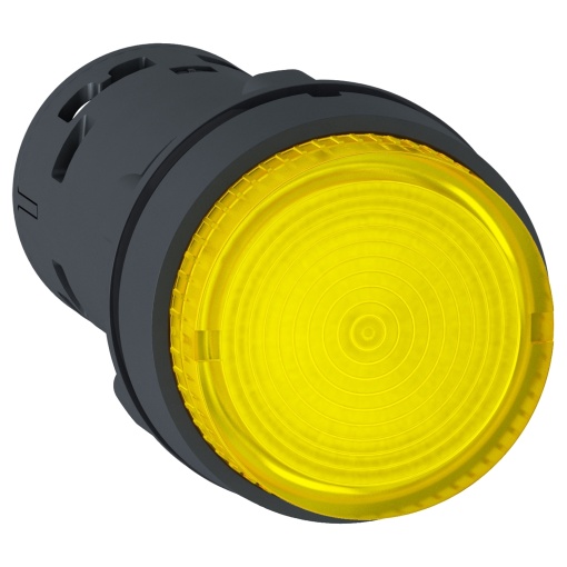 Botão de pressão monolítico iluminado, plástico, amarelo, ø22, led integral, retorno por mola, 24 v acdc, 1 não