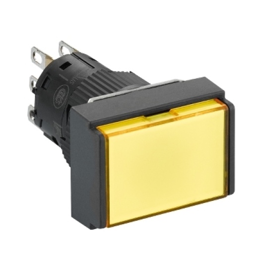 Illuminated monolithic push button, Harmony XB6E, rectangle yellow pushbutton Ø 16 flush springreturn24 VDCpolarised1CO