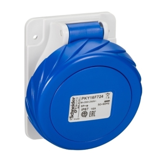 PratiKa socket - fast - angled - 16A - 3P  E - 200...250 V AC - panel