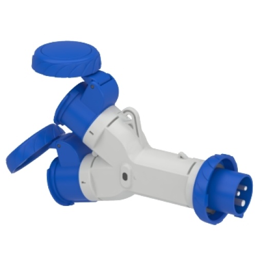 PratiKa multiple adapter - 2 industrial sockets - 16 A - 2PE - 220V AC - IP67