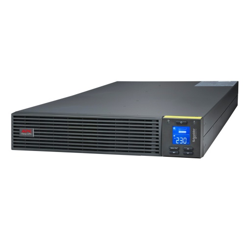 APC Easy UPS On-Line, 5kVA5kW, montagem em bastidor 2U, 230V, 1x tomada de 3 fios 1PNE, Ranhura para cartão inteligente, LCD, Sem bateria, sem kit de calhas