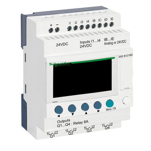 Relé inteligente compacto zelio logic - 12 e s - 24 v cc  relógio - ecrã