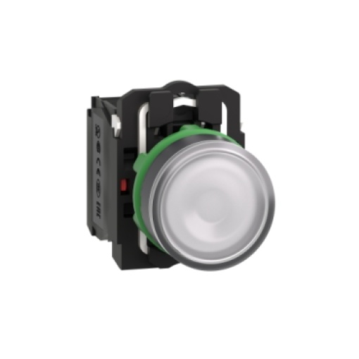 Botão pressão iluminado branco ø 22 - retor. mola encastrada - 120 v - 1na1nf