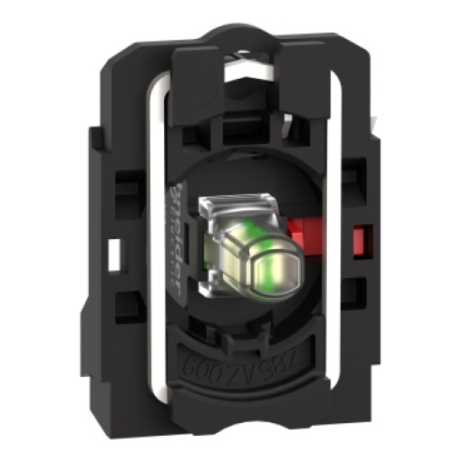 Corpocontacto completo e bloco luminoso, Harmony XB5, XB4, branco, com corpocolar de fixação, LED universal, 24V 1NC