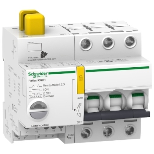 Reflex iC60H Ti24 25 A, Disjuntor com telecomando integrado de 3 polos, curva B