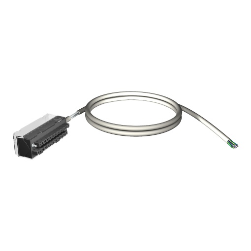 Conjunto de cabos blindados, Modicon X80, terminal de 28 pinos, extremidade com fios soltos, 5 m
