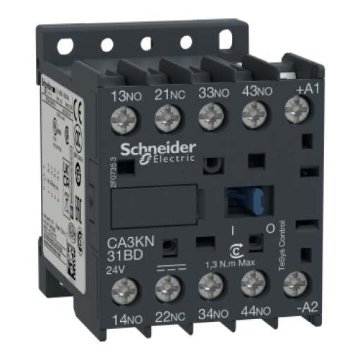 relé de controlo, TeSys K, 4 polos 3 NA  1 NF, 690 V, bobina padrão de 12 V CC