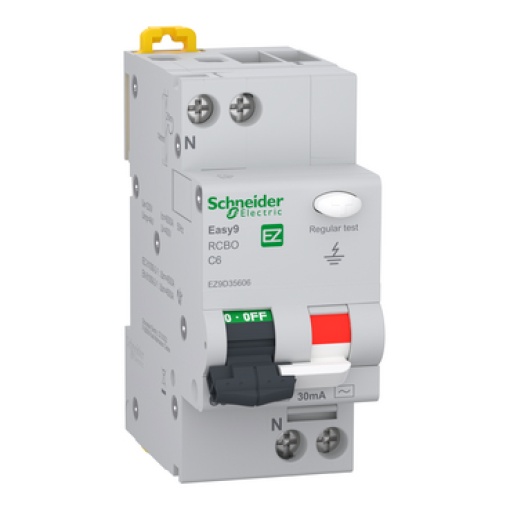 Easy9, disjuntor diferencial, 1PN, 6A, curva C, 6000A, tipo AC, 30mA