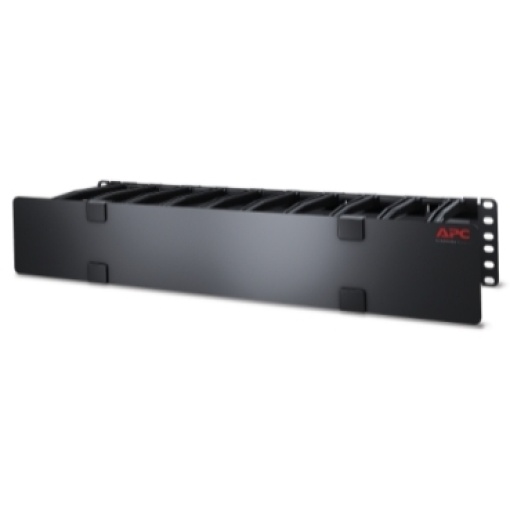 Gestor de cabo horizontal, 2U x 6 polegadas de profundidade, com placa inferior de amarração de cabo, lado único com cobertura