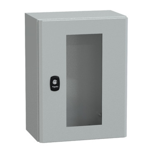 Armários metálicos em aço para montagem murais, PanelSeT S3D, porta transparente, sem placa de montagem, 400x300x200mm, IP66, IK08