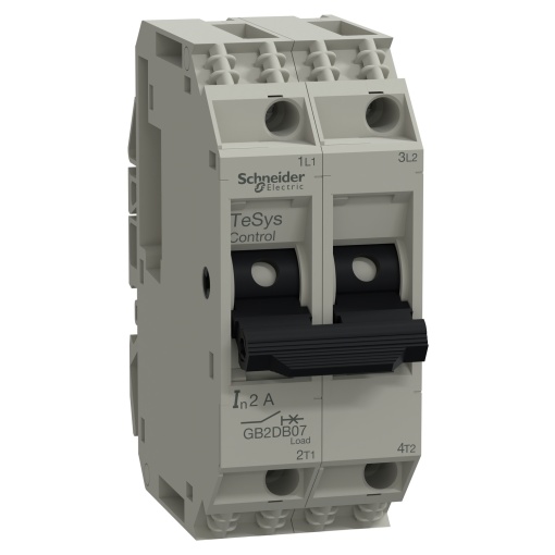 disjuntor TeSys para circuitos de comando - GB2-DB - 2 A - 2 pólos - 2d