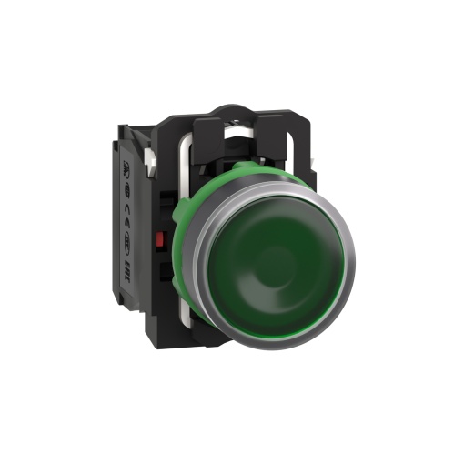 Botão de pressão iluminado verde ø 22  mola encastrada - 120 v - 1no1nc