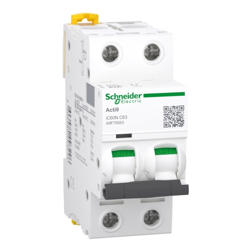 Acti9 iC60N - Disjuntor - 2P - 63A - Curva C - 6000A IEC 60898-1 - 10 kA IEC 60947-2