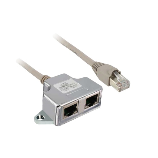Cabo de ligação Modbus T para Zelio Logic, 1 x RJ45 macho e 2 x RJ45 fêmea, L  1 m