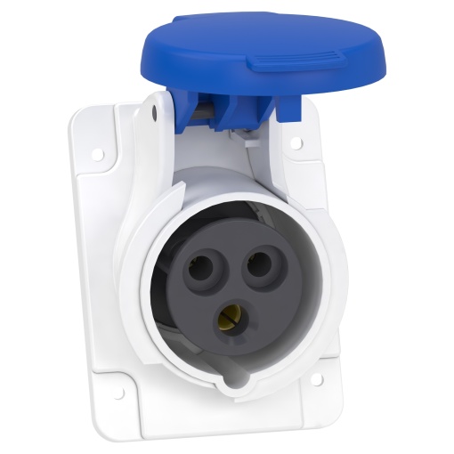 Tomada, Mureva PK, para montagem em quadro, inclinada, 16 A, 2PE, 220 V, IP44