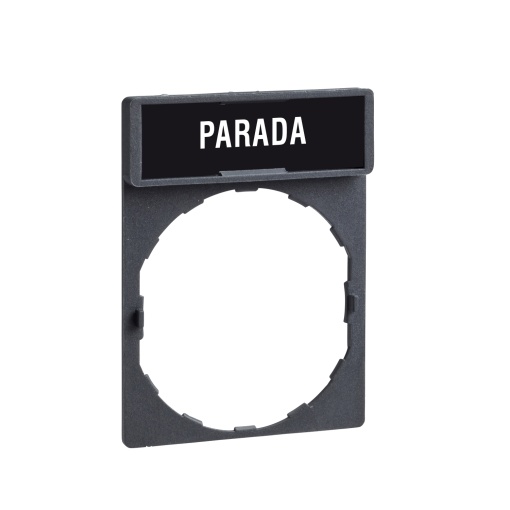 Suporte para letreiro, Harmony XB4, 30 x 40 mm, plástico, letreiro de 8 x 27 mm, com a inscrição PARADA a branco