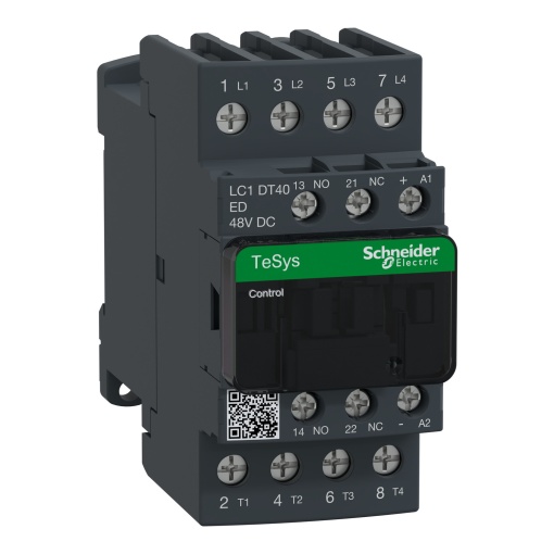 Contator, TeSys Deca, 4P 4 NO, CA-1, 440 V, 40 A, bobina padrão de 48 VCC, terminais de fixação por parafuso
