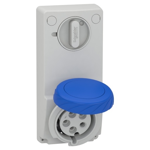 Tomada com encravamento, Mureva PK, montagem em quadro, 32 A, 2PE, 220 V, IP65