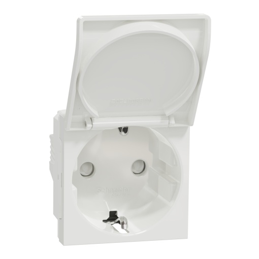 Tomada 2PT com obturadores e tampa lig. parafuso, Unica, 16 A, Branco