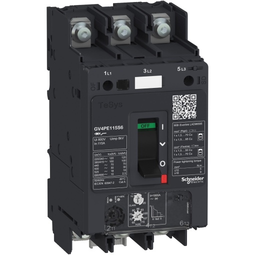 TeSys GV4 - disjuntor magneto-térmico - 115A 3P - com terminais olhal