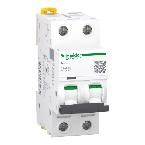Acti9 iC60L - Disjuntor - 2P - 2A - Curva K - 15000A IEC 60898-1 - 100 kA IEC 60947-2