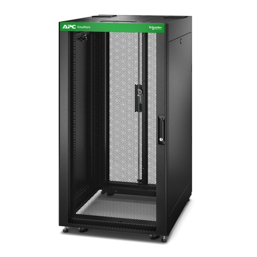 APC Easy Rack, 24U, preto, com teto, rodízios, pés, 4 suportes e painéis laterais, sem fundo, 1198H x 600W x 800D mm