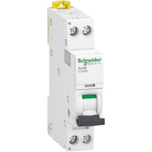 Disjuntor miniatura, Acti9 iC40N, 1PN, 4 A, curva C, 6000 A IEC 60898-1, 10 kA IEC 60947-2
