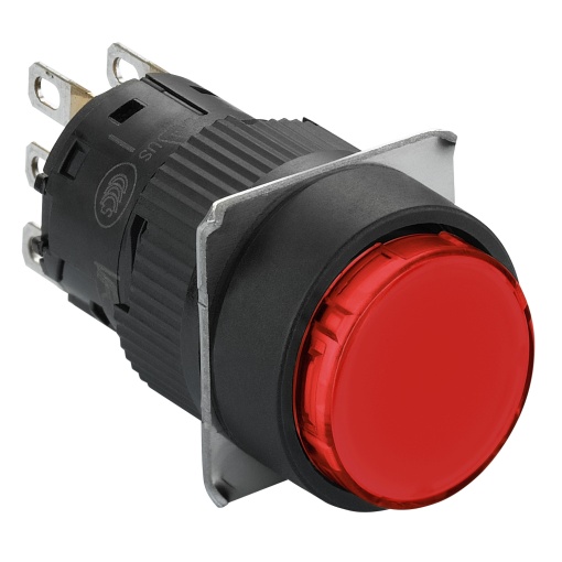 Vermelho redondo iluminado botão ø16-flush mola de retorno-24 vdc-polarizada 1co