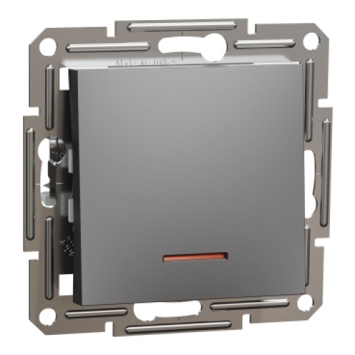 Asfora - interruptor de 1 polo com luz de localização, bornes sem parafusos, sem quadro, antracite