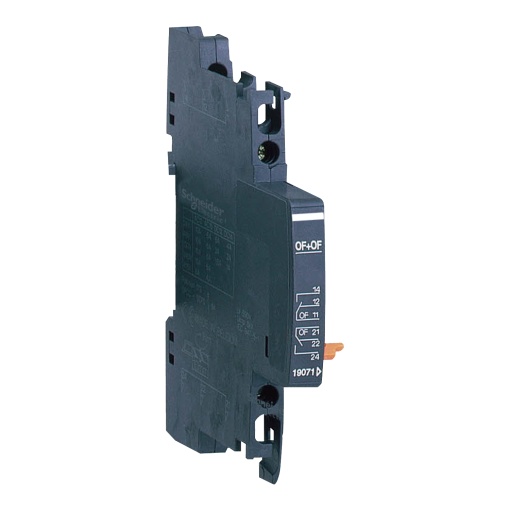 Contacto auxiliar duplo em circuito aberto, Acti9 NG125, 2 circuitos abertos, 220 VCA a 240 VCA máx. 6 A, 415 VCA máx. 3 A