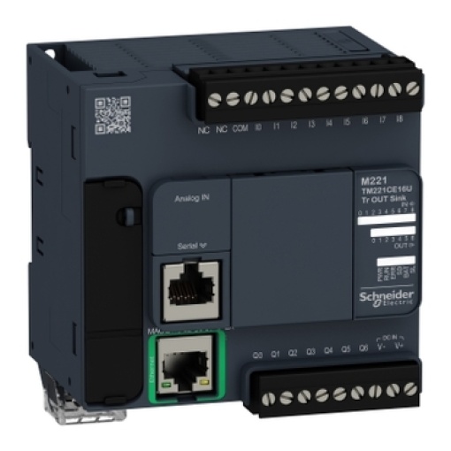 controlador lógico, Modicon M221, 16 ES, transístor, NPN, Ethernet