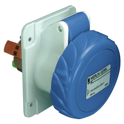 Tomada PratiKa - rápida - reta - 16 A - 3P  N  E - 200...250 V CA - para painel