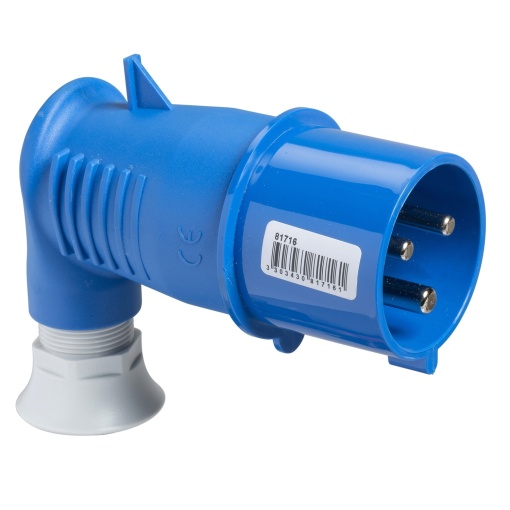 PratiKa wander plug - 90 angled - 32 A - 2P  E - 200...250 V AC - IP44