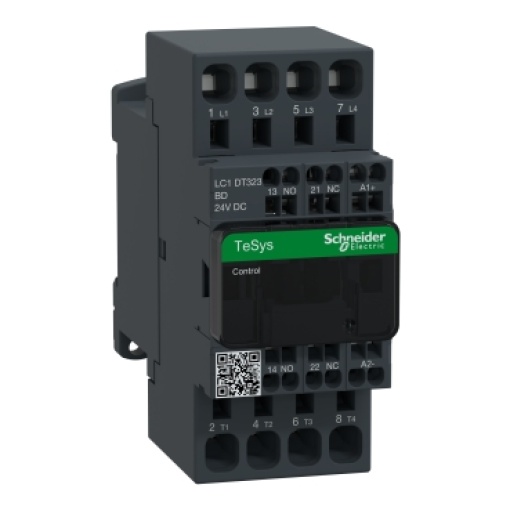 Contator, TeSys Deca, 4P 4 NO, CA-1, 440 V, 32 A, bobina padrão de 24 VCC, terminais de mola