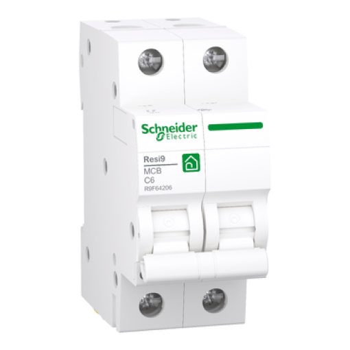 Disjuntor, Resi9, 2P , 6A, Curva C, 3000A IEC 60898-1