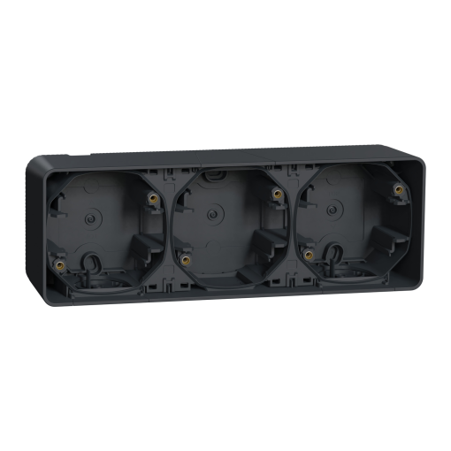 Caixa de superfície, Mureva Styl, horizontal, 3 elem., IP55, Cinzento