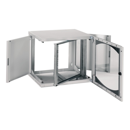 Wall-Mounted Open Box 9U W600 D500 Swing 19" Glazed Door R7035