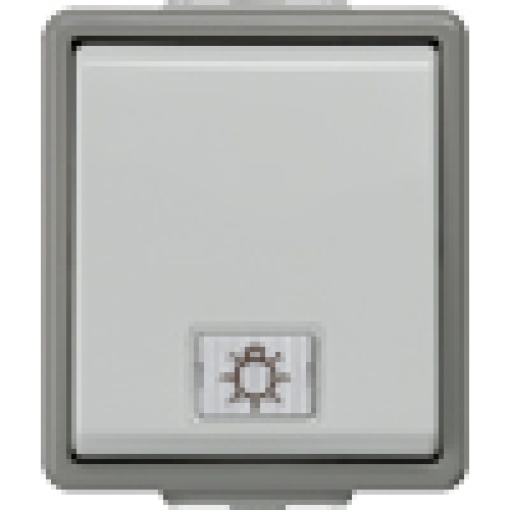 DELTA fläche IP44 surfacem OFF switch with window and LED insert