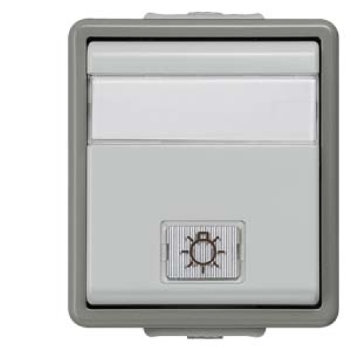 DELTA fläche IP44 surfacem twoway switch with window labeling field and L
