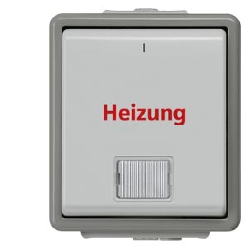 DELTA fläche IP44 surfacem heating emergency OFF switch with window and LED