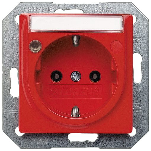 DELTA isystem socket outlet with labeling field and status indicator orange