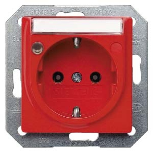 DELTA isystem socket outlet with labeling field and status indicator orange