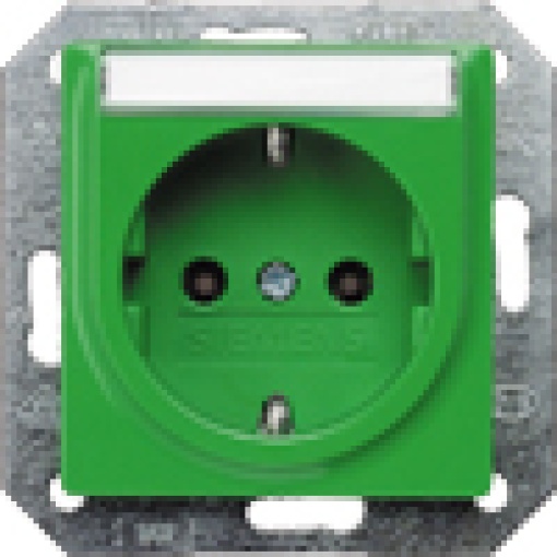 DELTA isystem SCHUKO socket outlet with labeling field green