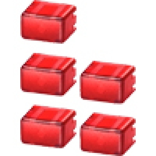 Set of caps for pushbutton 5TE48 set with 5x each redtransparent