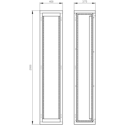 ALPHA 1600 DIN adapter set for modular distribution board H2000 W400 D400