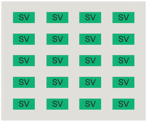 Labeling sheet with 20 adhesive labels in green for marking