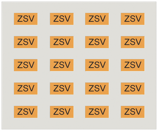 Labeling sheet with 20 adhesive labels in orange for marking