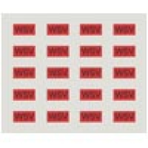 Labeling sheet with 20 adhesive labels in red for marking