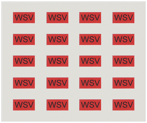 Labeling sheet with 20 adhesive labels in red for marking