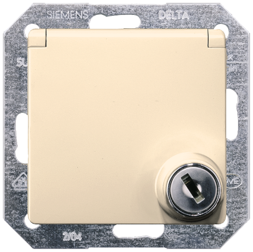 DELTA isystem socket outlet with hinged lid incr touch protection and lock